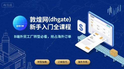敦煌网(dhgate)新手入门全课程，B端外贸工厂转型必看，抢占海外订单-网赚知识点