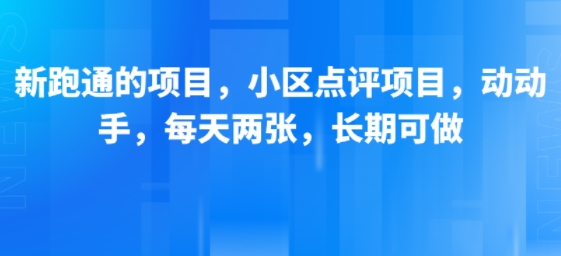 新跑通的项目，小区点评项目，动动手，每天两张，长期可做-网赚知识点