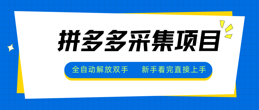 拼多多采集项目，全自动解放双手，单号日入30+-网赚知识点