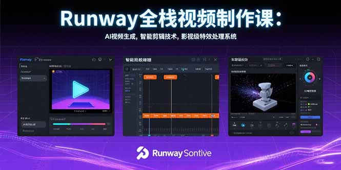 Runway全栈视频制作课：AI视频生成，智能剪辑技术，影视级特效处理系统-网赚知识点