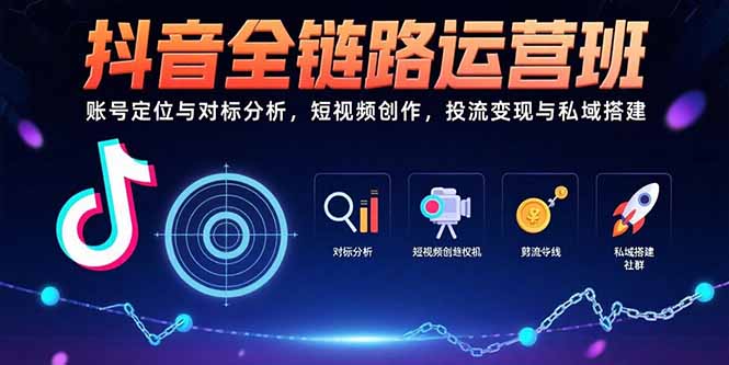 抖音全链路运营班:账号定位与对标分析,短视频创作,投流变现与私域搭建-网赚知识点