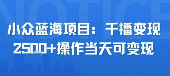 小众蓝海项目，千播变现2.5k+操作当天可变现-网赚知识点