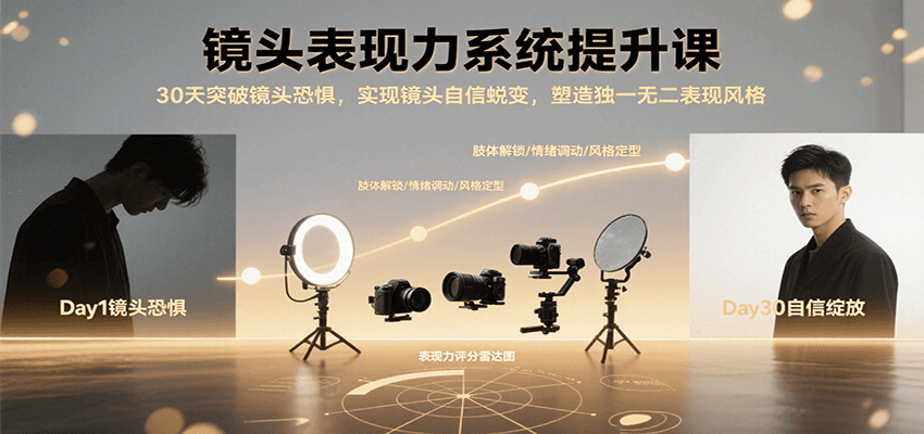 镜头表现力系统提升课，30天突破镜头恐惧实现自信蜕变，塑造独一无二表现风格-网赚知识点