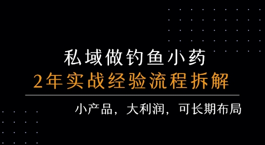 私域做钓鱼小药 每单利润3张+ 详细流程拆解-网赚知识点