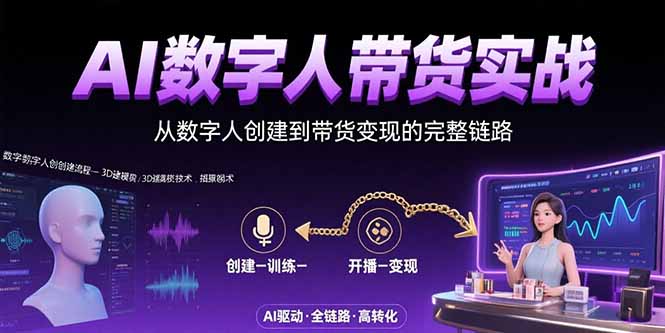 AI数字人+带货实战：从数字人创建到带货变现的完整链路-网赚知识点