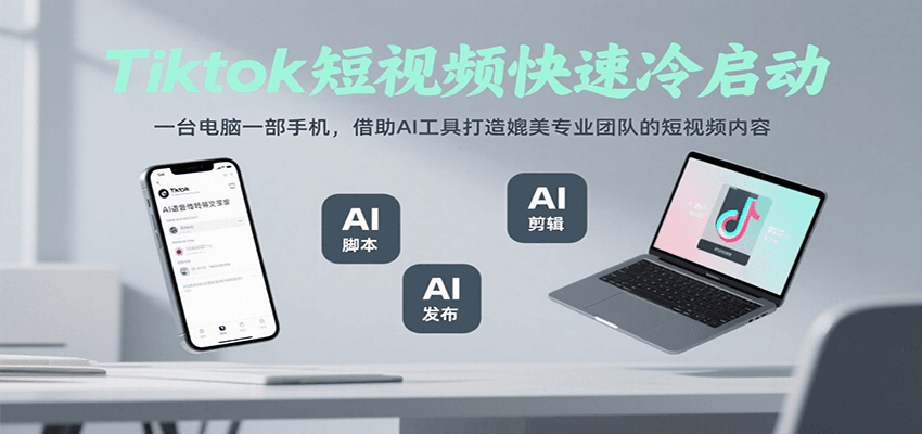 Tiktok短视频快速冷启动，一台电脑一部手机，借助AI工具打造媲美专业团队的短视频内容-网赚知识点