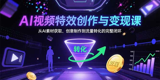 AI视频特效创作与变现课：从AI素材获取、创意制作到流量转化的完整闭环-网赚知识点