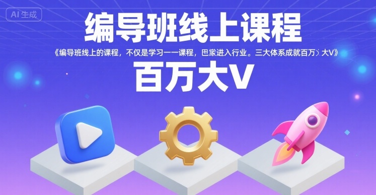 编导班线上课程，不仅是学习一门课程，更是进入一个行业，三大体系成就百万大V-网赚知识点