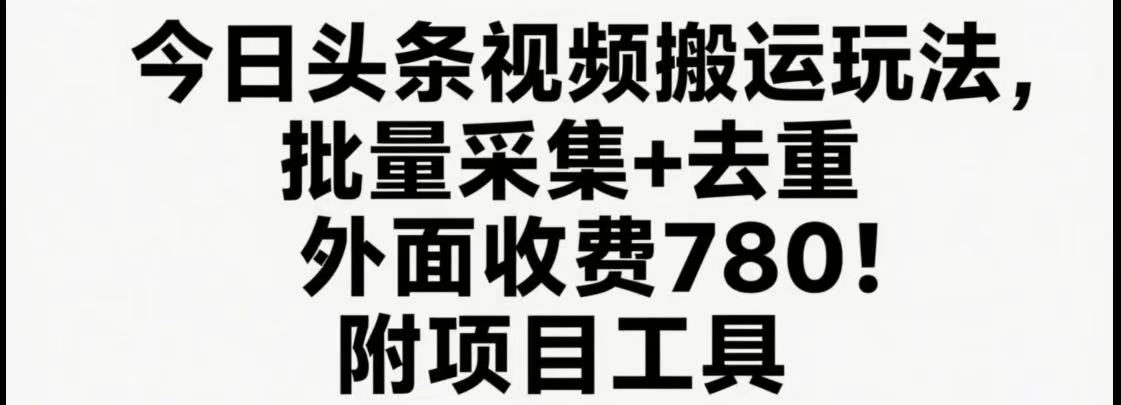 今日头条视频搬运玩法，软件一键去重，轻松日入500+附项目工具-网赚知识点