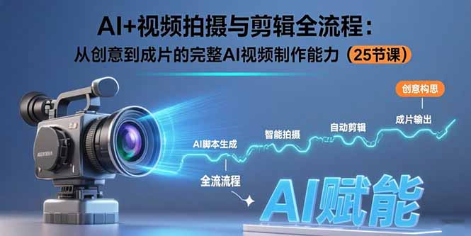 AI+视频拍摄与剪辑全流程：从创意到成片的完整AI视频制作能力(25节课-网赚知识点