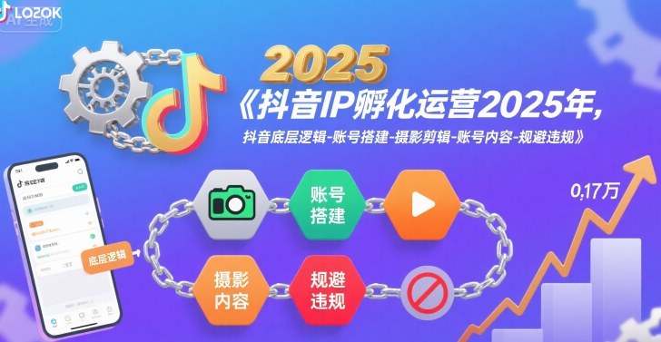 抖音IP孵化运营2025年，抖音底层逻辑-账号搭建-摄影剪辑-账号内容-规避违规-网赚知识点
