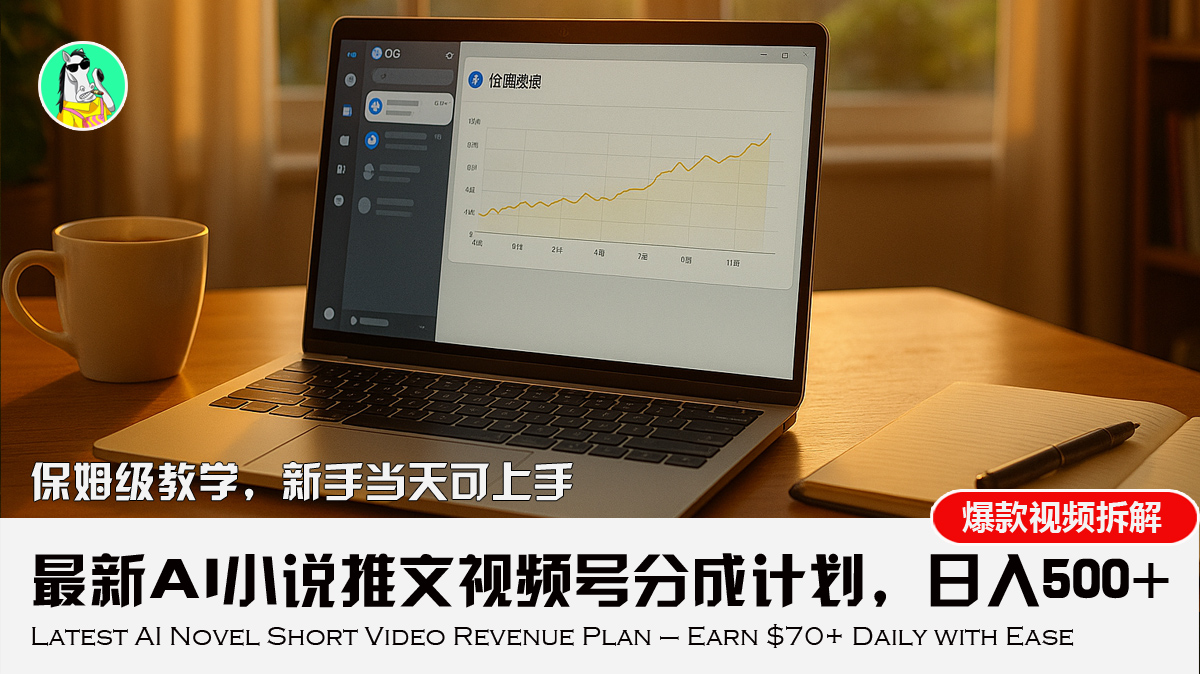 最新AI小说推文视频号分成计划，新手小白也能当天日入500+教程-网赚知识点
