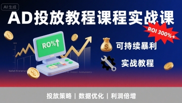 AD投放教程课程实战课，实现广告ROI300%+可持续暴利-网赚知识点