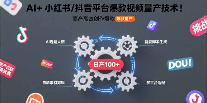 AI+小红书/抖音平台爆款视频量产技术：高产高效创作爆款视频！-网赚知识点