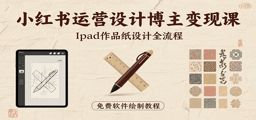 小红书运营设计博主变现课：iPad 上手作品纸设计，含全流程及细节技巧，避坑少绕路-网赚知识点