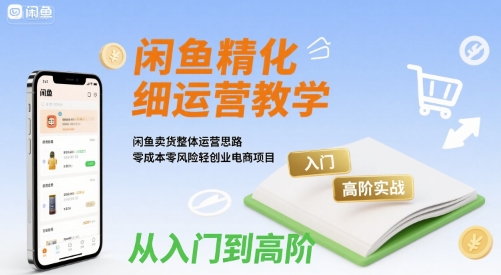 闲鱼精细化运营入门+高阶实战教学，闲鱼卖货整体运营思路，零成本零风险轻创业电商项目-网赚知识点