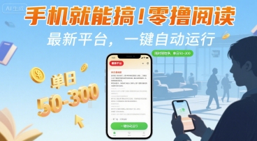 手机就能搞！零撸阅读挂G，最新平台，一键自动运行，随时随地挣，单日50-3张+【揭秘】-网赚知识点