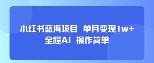 小红书蓝海项目 单月变现1w+ 全程AI 操作简单-网赚知识点