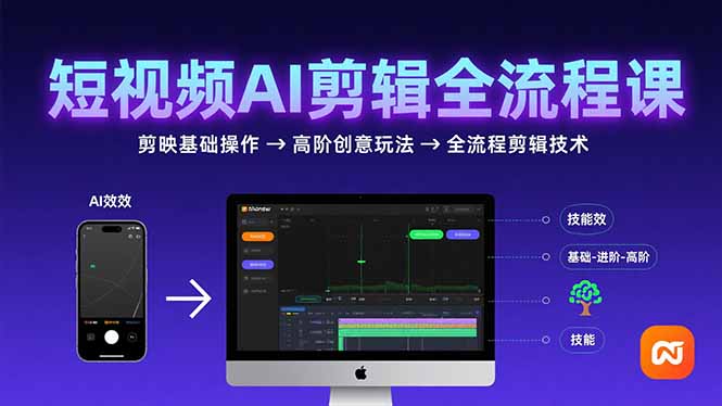 短视频AI剪辑技能，从剪映基础操作到高阶创意玩法，全流程剪辑技术-网赚知识点