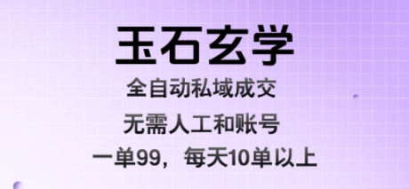 玉石玄学全自动私域成交，一单99每天十单以上，无需人工和矩阵账号，蓝海项目直接干【揭秘】-网赚知识点