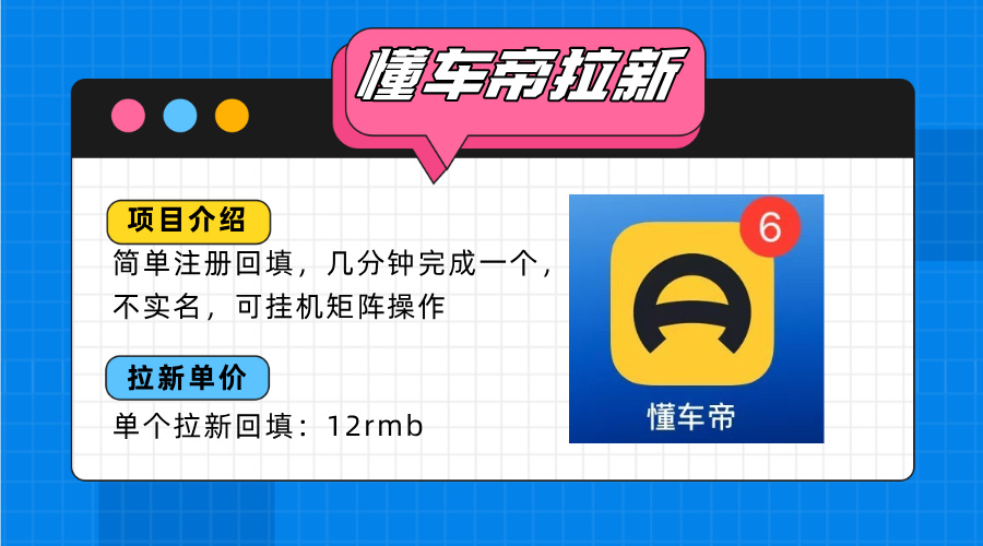 懂车帝邪修拉新玩法，简单注册回填，不sm，单个拉新12rmb，轻松日入200+-网赚知识点