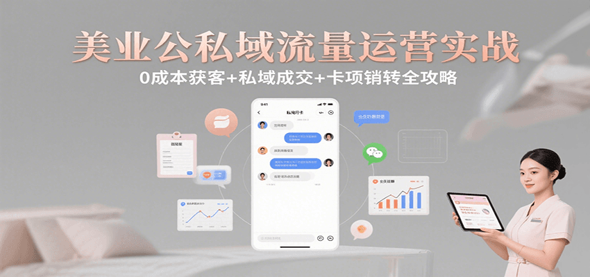 美业公私域流量运营实战：0成本获客+私域成交+卡项销转全攻略-网赚知识点