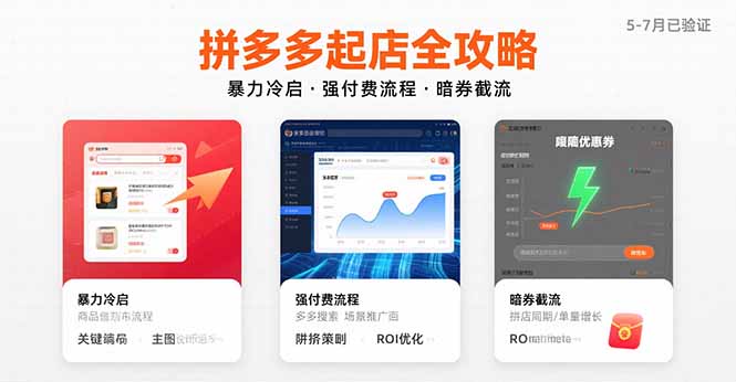 拼多多起店全攻略，暴力冷启，强付费流程，暗券截流，5-7月已验证的方法-网赚知识点