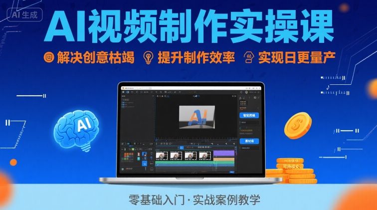 Ai视频制作实操课，解决创意枯竭、效率低下痛点，实现日更量产可持续变现-网赚知识点