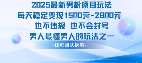 2025最新男粉项目玩法每天变现1k+也不违规也不会封号男人最懂男人的玩法-网赚知识点