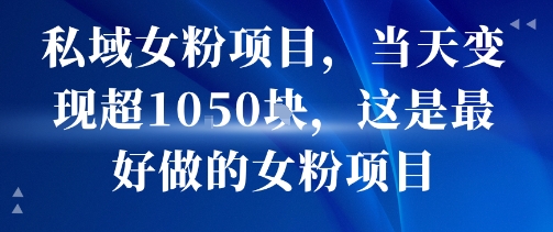 私域女粉项目，当天变现超1k，这是最好做的女粉项目，可放大操作-网赚知识点