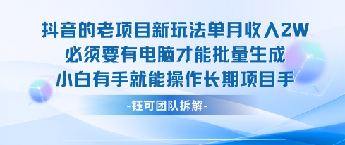 老项目新玩法单月收入2W小白有手就能操作长期项目-网赚知识点