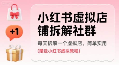 小红书虚拟店铺拆解社群，每天拆解一个虚拟店，简单实用(赠送小红书虚拟教程)-网赚知识点