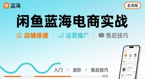 闲鱼蓝海电商实战,店铺搭建运营售后全流程-网赚知识点