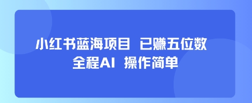 小红书蓝海项目，全程AI，操作简单，已挣五位数-网赚知识点