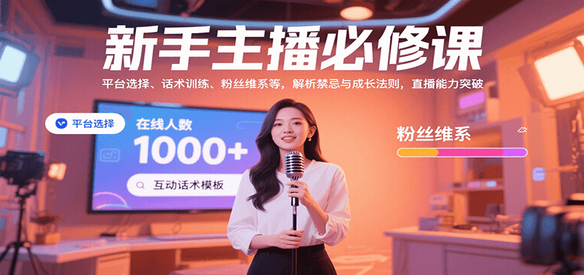 新手主播必修课:平台选择、话术训练、粉丝维系等,解析禁忌与成长法则,突破直播能力-网赚知识点