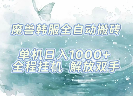最新韩服游戏搬砖，单机日入1k+，全自动运行挂G项目，解放双手【揭秘】-网赚知识点