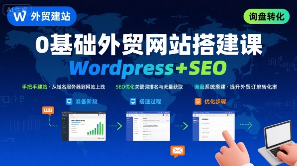Wordpress外贸建站+SEO优化课程,手把手教你从0到1搭建可获得询盘的外贸网站-网赚知识点