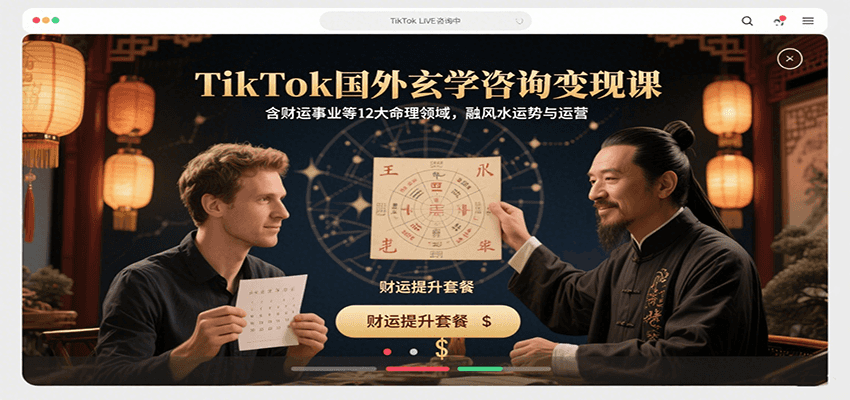 TikTok国外玄学咨询变现课，含财运事业等12大命理领域，融风水运势与运营-网赚知识点