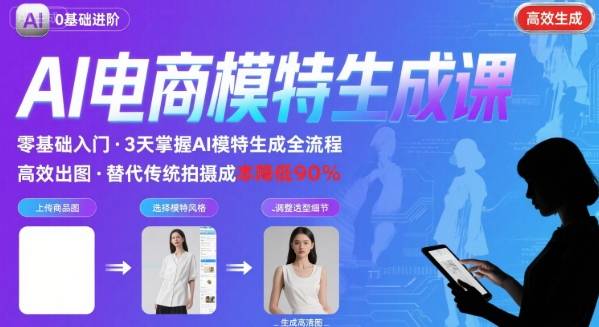 AI模特进阶课程，0基础高效生成逼真电商模特图-网赚知识点