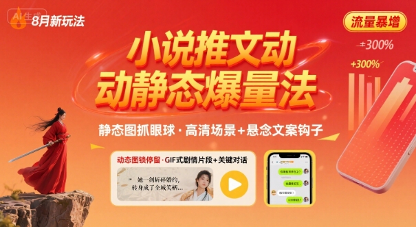 8月小说推文全新玩法，动静态图片+搭配小说文案爆量玩法-网赚知识点