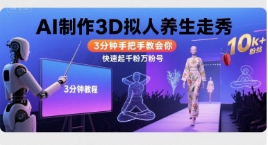 Ai制作3D拟人养生走秀，3分钟手把手教会你，快速起千粉万粉号-网赚知识点