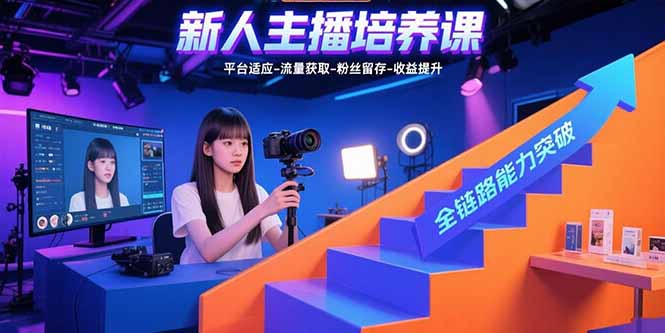 新人主播培养课：平台适应-流量获取-粉丝留存-收益提升 全链路能力突破-网赚知识点