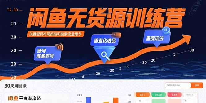 闲鱼无货源训练营：账号准备养号/垂直化选品/黑搜玩法，0基础30天盈利指南-网赚知识点