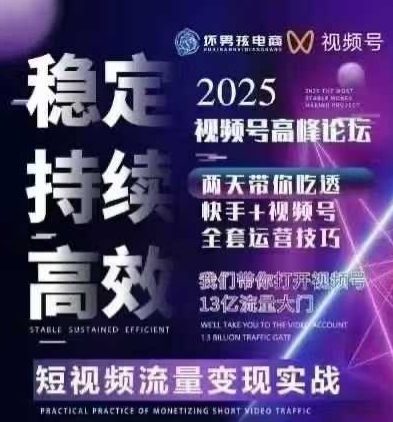 坏男孩电商视频号7月1号线下课，视频号短引、精细化模型打法，三频共振，无人，快手全站精细化运营-网赚知识点