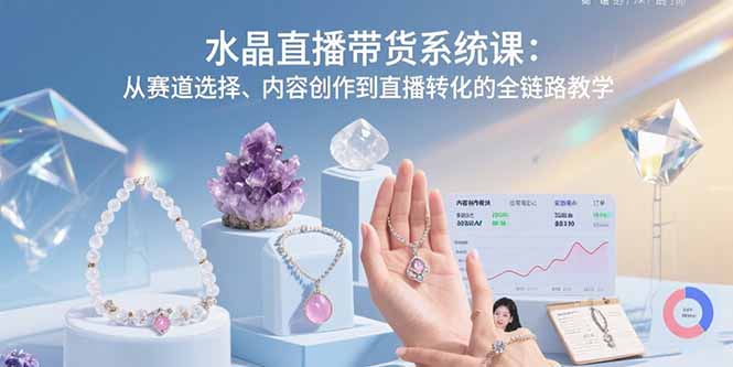 水晶直播带货系统课：从赛道选择、内容创作到直播转化的全链路教学-网赚知识点