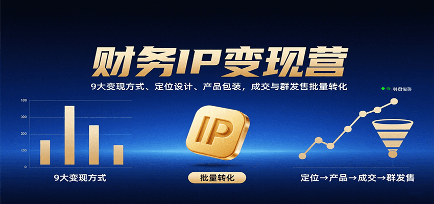 财务IP变现营：9大变现方式、定位设计、产品包装，成交与群发售批量转化-网赚知识点