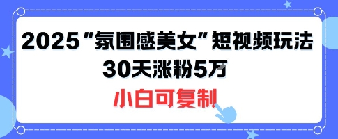 不露脸也能火！2025“氛围感美女”短视频玩法，30天涨粉5W小白可复制-网赚知识点