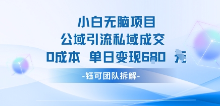 小白无脑项目公域引流私域成交0成本单日变现680米-网赚知识点