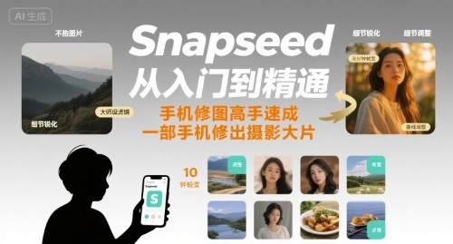 Snapseed从入门到精通，手机修图高手速成，一部手机就能修出摄影大片-网赚知识点