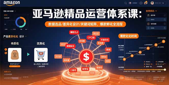 亚马逊精品运营体系课：数据选品/差异化设计/关键词矩阵，爆款孵化全流程-网赚知识点